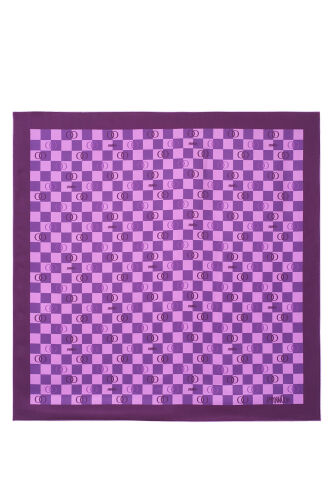 Checkerboard Logo Purple Twill Silk Scarf 