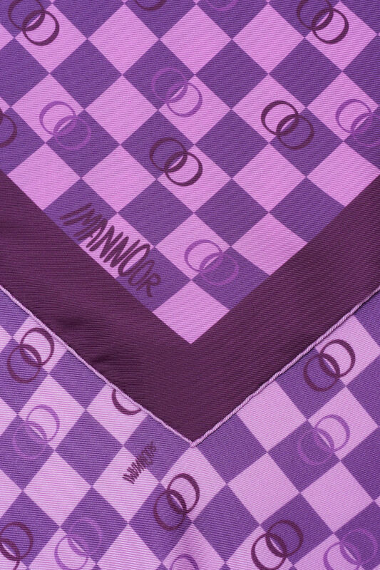 Checkerboard Logo Purple Twill Silk Scarf - 2