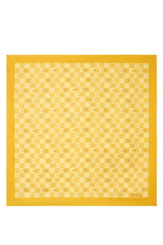 Checkerboard Logo Yellow Twill Silk Scarf 