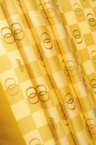 Checkerboard Logo Yellow Twill Silk Scarf - 3