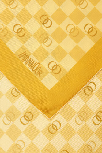 Checkerboard Logo Yellow Twill Silk Scarf - 2