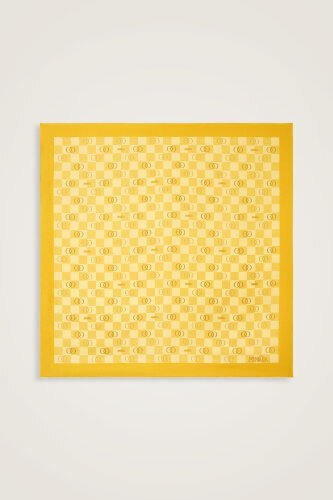 Checkerboard Logo Yellow Twill Silk Scarf - 2