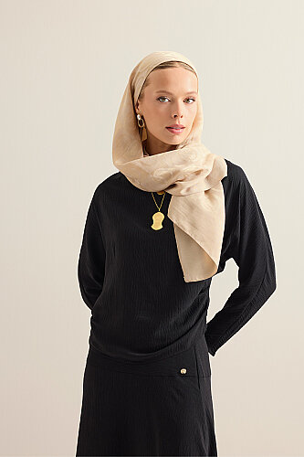 Checkerboard Pattern Antique Beige Naia Scarf 