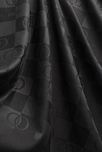 Checkerboard Pattern Black Cotton Silk Scarf - 3