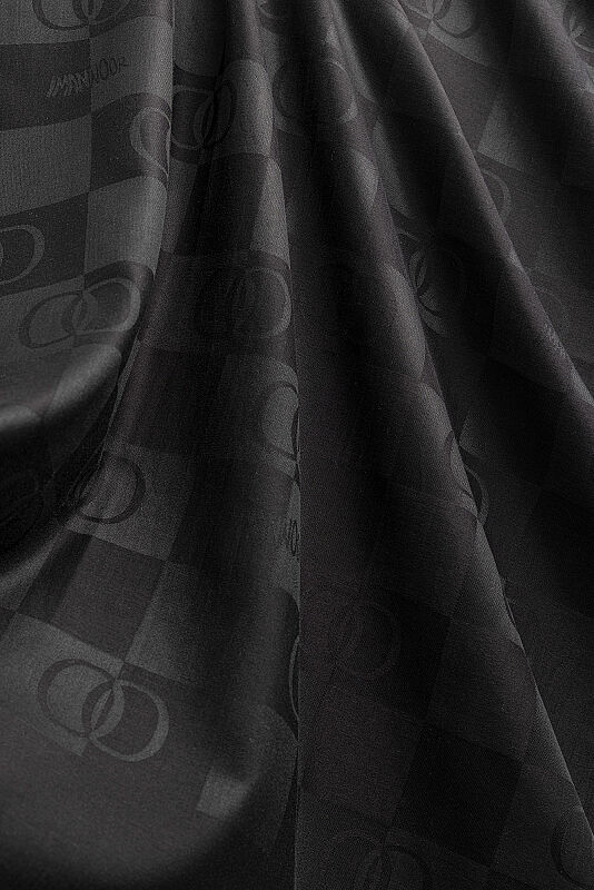 Checkerboard Pattern Black Cotton Silk Scarf - 3