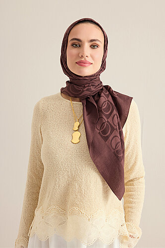 Checkerboard Pattern Brown Naia Scarf 