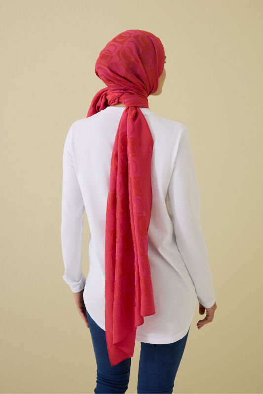 Checkerboard Pattern Fuchsia Cotton Shawl Naia Shawl - 4