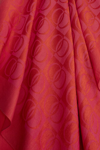 Checkerboard Pattern Fuchsia Cotton Shawl Naia Shawl - 4