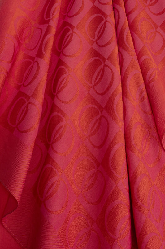 Checkerboard Pattern Fuchsia Cotton Shawl Naia Shawl - 4