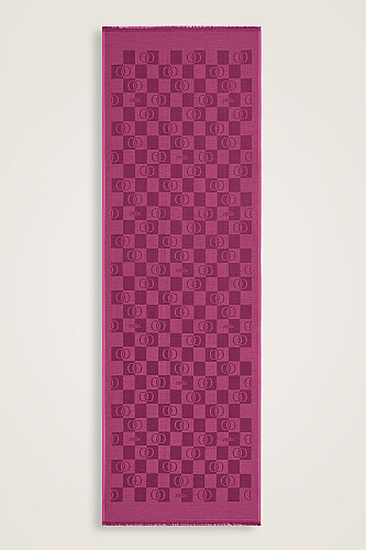 Checkerboard Pattern Fuchsia Cotton Silk Shawl - 2