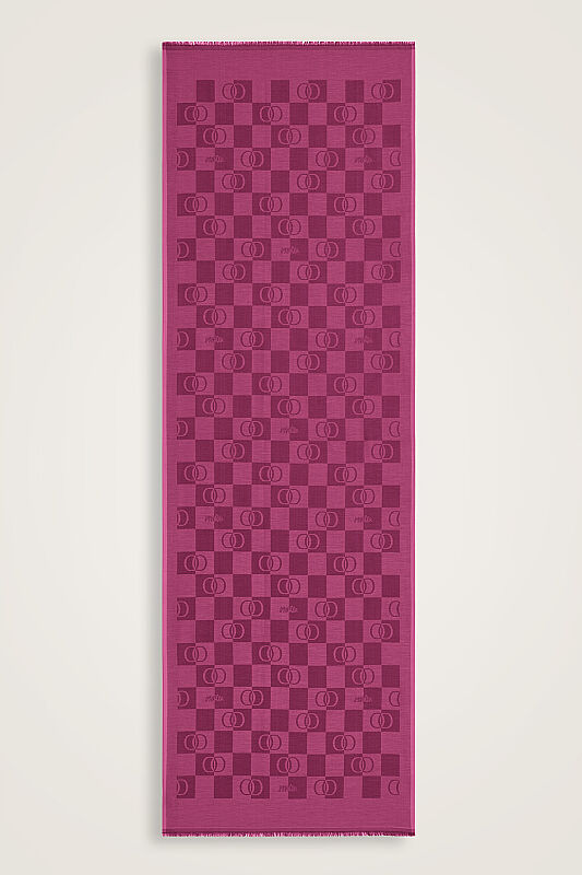 Checkerboard Pattern Fuchsia Cotton Silk Shawl - 2