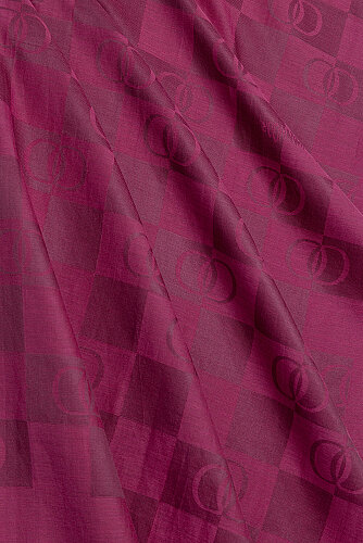 Checkerboard Pattern Fuchsia Cotton Silk Shawl - 4