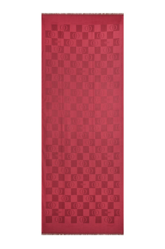 Checkerboard Pattern Fuchsia Cotton Silk Shawl - 1