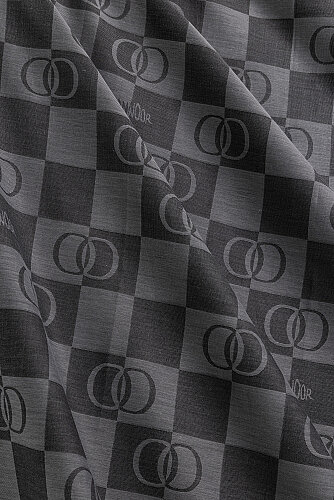 Checkerboard Pattern Grey Cotton Silk Scarf - 3