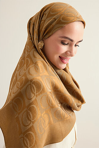 Checkerboard Pattern Khaki Naia Scarf 