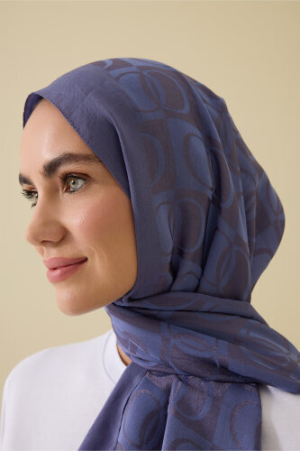 Checkerboard Pattern Lavender Naia Cotton Shawl - 5