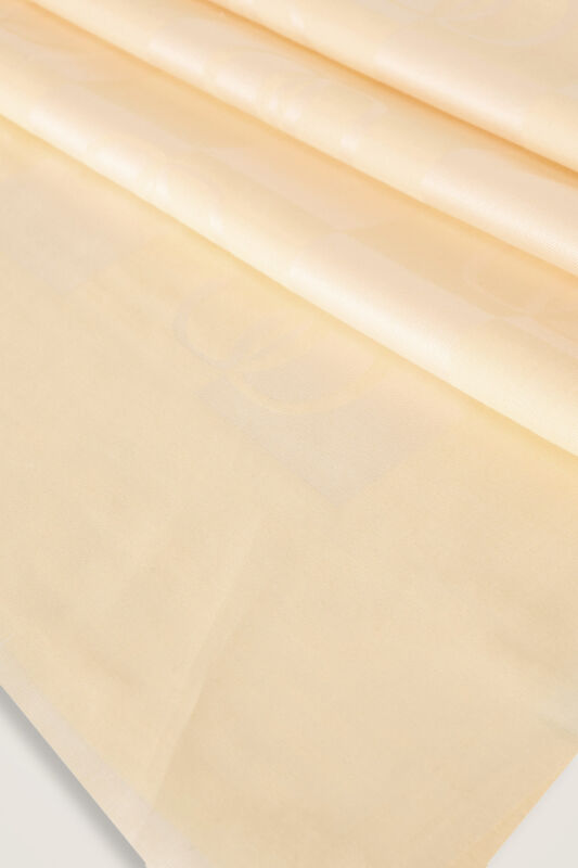 Checkerboard Pattern Lemon Yellow Cotton Silk Shawl - 4