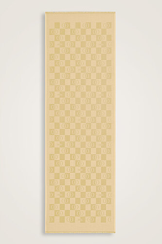 Checkerboard Pattern Lemon Yellow Cotton Silk Shawl - 2