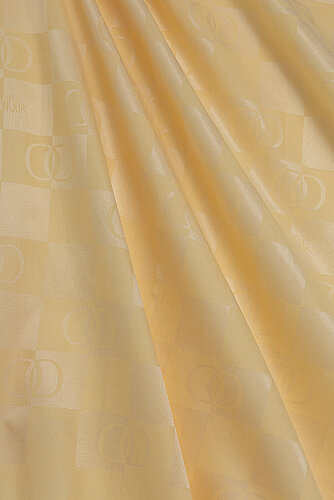 Checkerboard Pattern Lemon Yellow Cotton Silk Shawl - 4