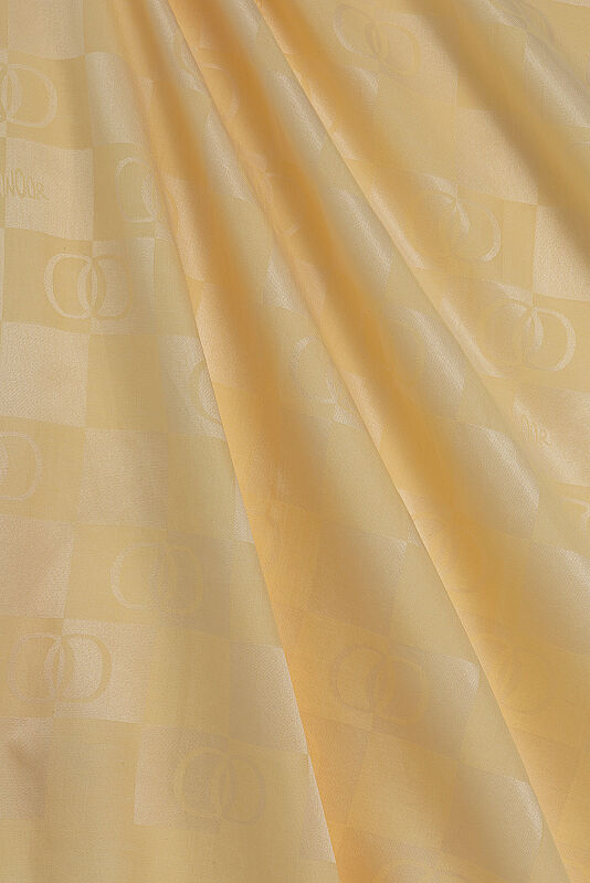 Checkerboard Pattern Lemon Yellow Cotton Silk Shawl - 4