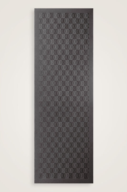 Checkerboard Pattern Naia Cotton Shawl Anthracite - 2