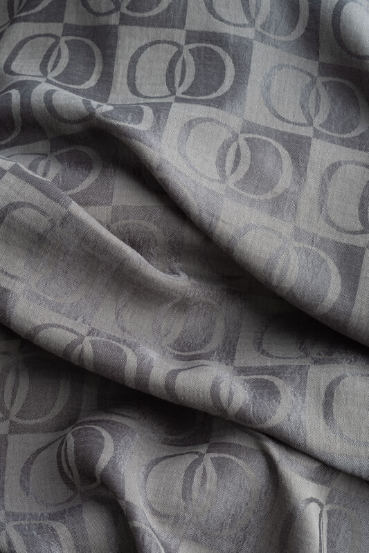 Checkerboard Pattern Naia Cotton Shawl Anthracite - 4