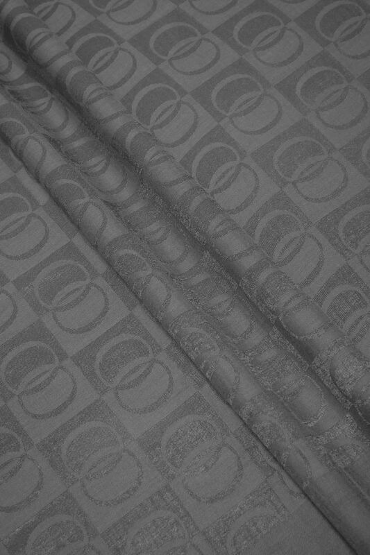 Checkerboard Pattern Naia Cotton Shawl Anthracite - 4