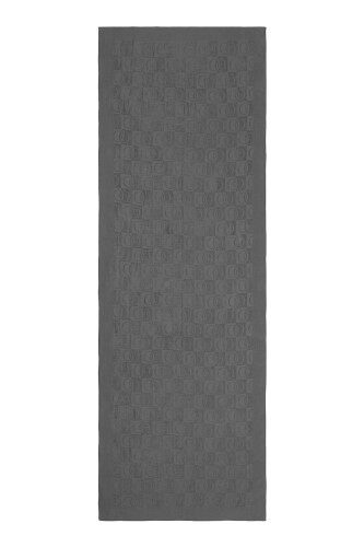 Checkerboard Pattern Naia Cotton Shawl Anthracite - 2