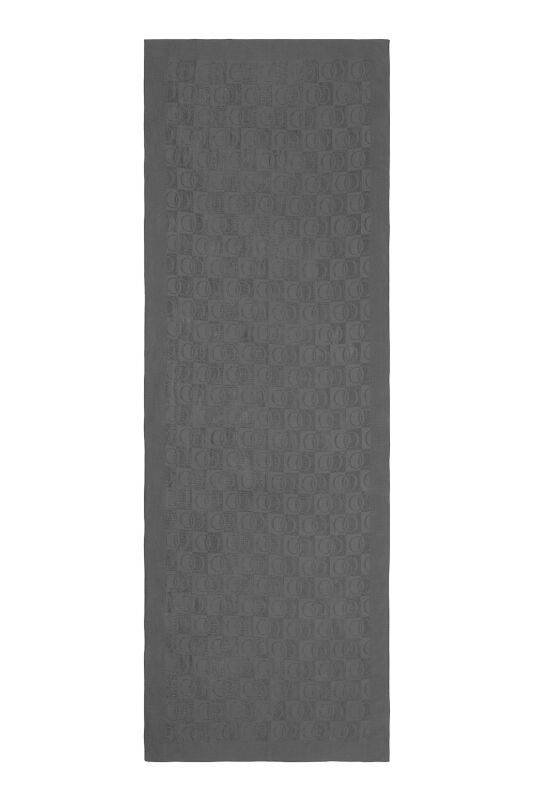 Checkerboard Pattern Naia Cotton Shawl Anthracite - 2