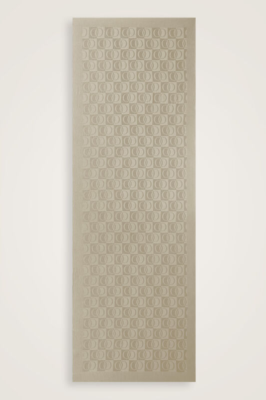 Checkerboard Pattern Naia Cotton Shawl Antic Beige - 1