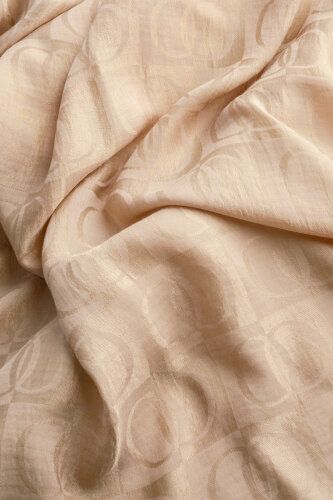 Checkerboard Pattern Naia Cotton Shawl Antic Beige - 4