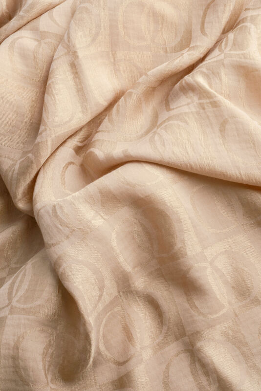 Checkerboard Pattern Naia Cotton Shawl Antic Beige - 4