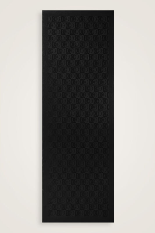 Checkerboard Pattern Naia Cotton Shawl Black - 2