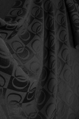 Checkerboard Pattern Naia Cotton Shawl Black - Imannoor (4)