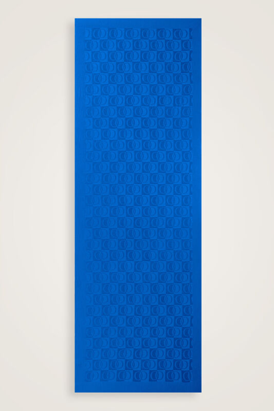 Checkerboard Pattern Naia Cotton Shawl Blue - 2