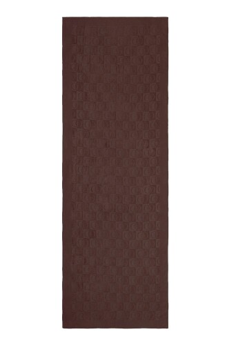 Checkerboard Pattern Naia Cotton Shawl Brown 