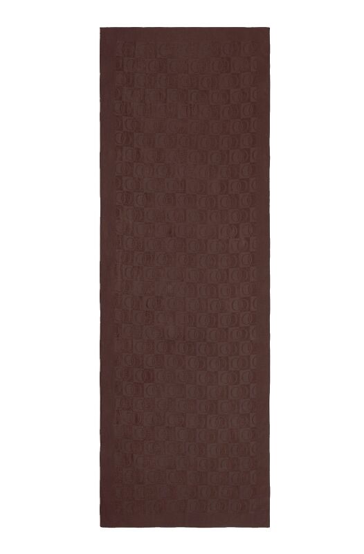 Checkerboard Pattern Naia Cotton Shawl Brown - 1