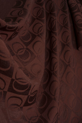 Checkerboard Pattern Naia Cotton Shawl Brown - Imannoor (4)