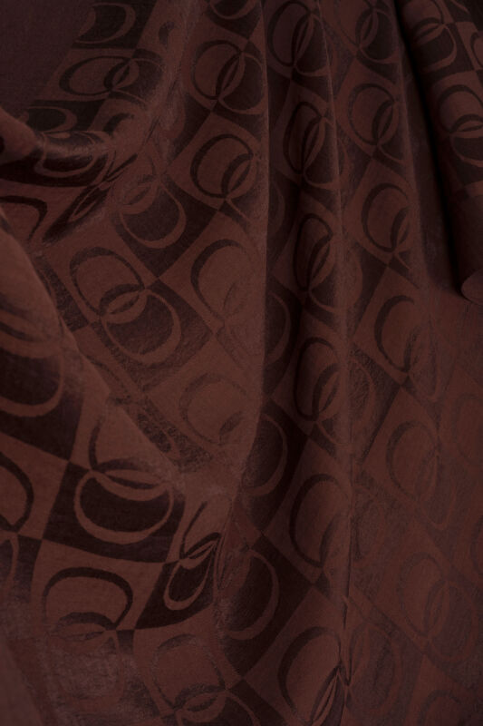 Checkerboard Pattern Naia Cotton Shawl Brown - 4