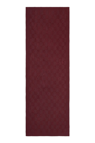 Checkerboard Pattern Naia Cotton Shawl Burgundy 