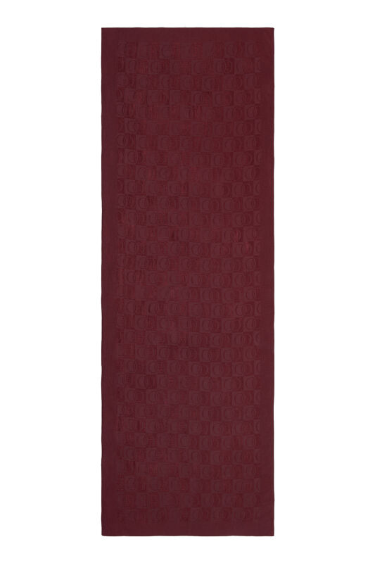 Checkerboard Pattern Naia Cotton Shawl Burgundy - 1