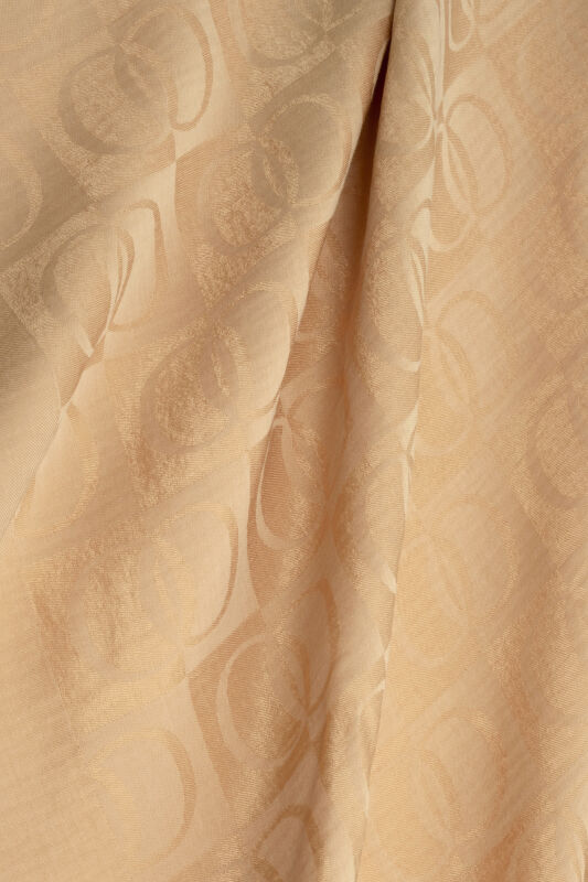 Checkerboard Pattern Naia Cotton Shawl Camel - 4