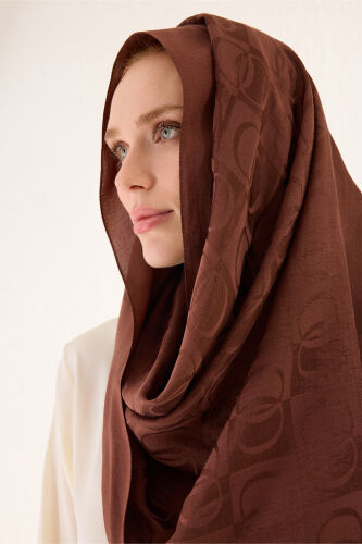 Checkerboard Pattern Naia Cotton Shawl Copper 