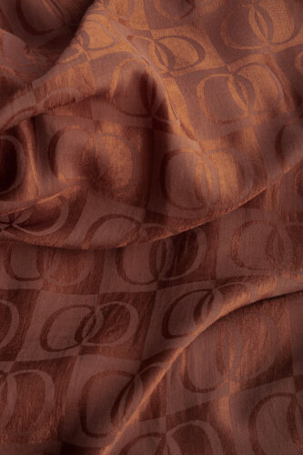 Checkerboard Pattern Naia Cotton Shawl Copper - 4