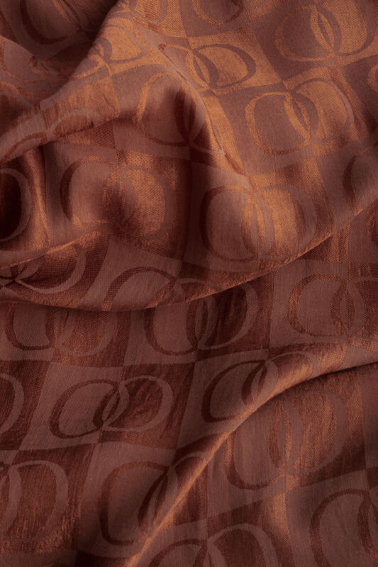 Checkerboard Pattern Naia Cotton Shawl Copper - 4