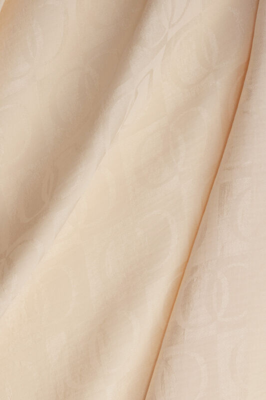 Checkerboard Pattern Naia Cotton Shawl Ecru - 4