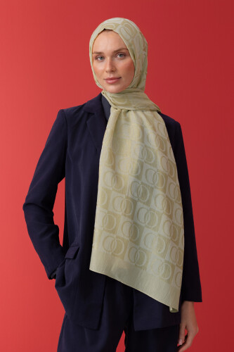 Checkerboard Pattern Naia Cotton Shawl Gold 