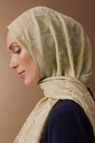 Checkerboard Pattern Naia Cotton Shawl Gold 