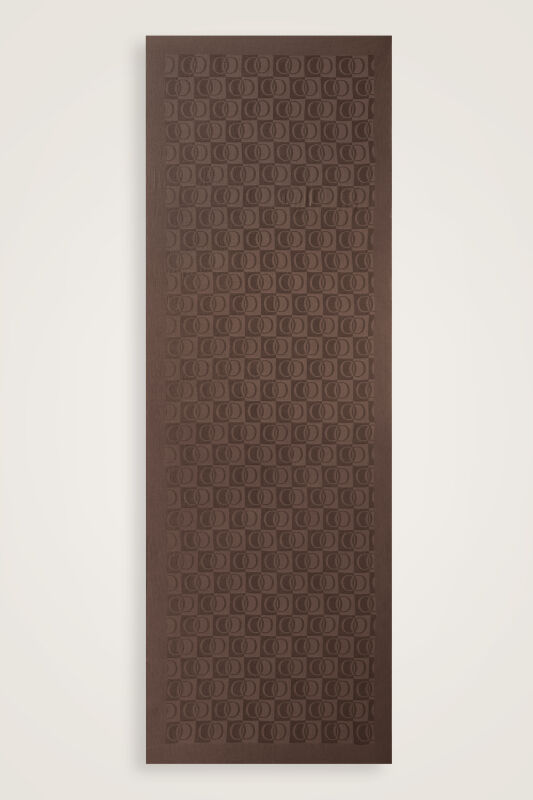 Checkerboard Pattern Naia Cotton Shawl Light Brown - 1