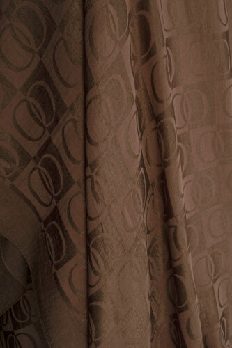 Checkerboard Pattern Naia Cotton Shawl Light Brown - 4